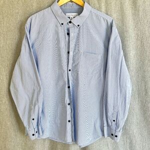 Calvin Klein Men Striped Collared Long Sleeve Button Down Sz XL 100% Cotton Work